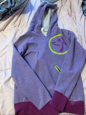 Zumba Fitness Purple Pullover Hoodie with Lime & Magenta Accents